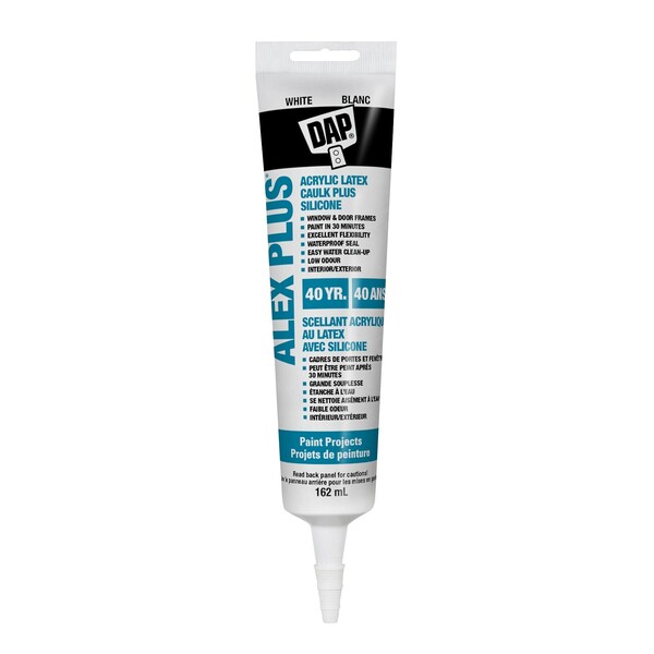 Alex Plus Acrylic Latex Caulk Plus Silicone Tube 162ml White
