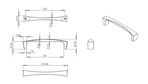 Aspire Pull 128mm  Polished Chrome