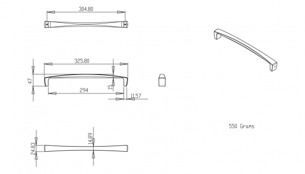 Aspire Appliance Pull - 12" Brushed Nickel