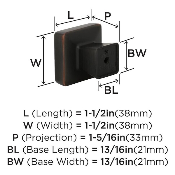 Blackrock 1-1/2" Square Knob Oil Rubbed Bronze