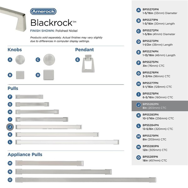 Blackrock 1-1/2" Square Knob Polished Nickel