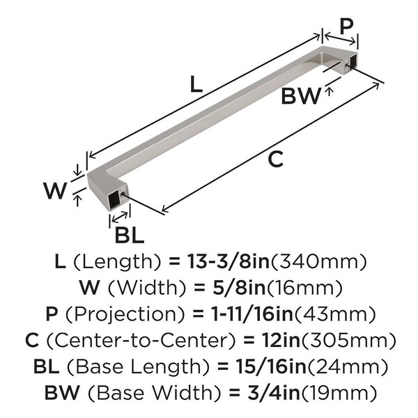 Blackrock - 12" Appliance Pull - Polished Nickel