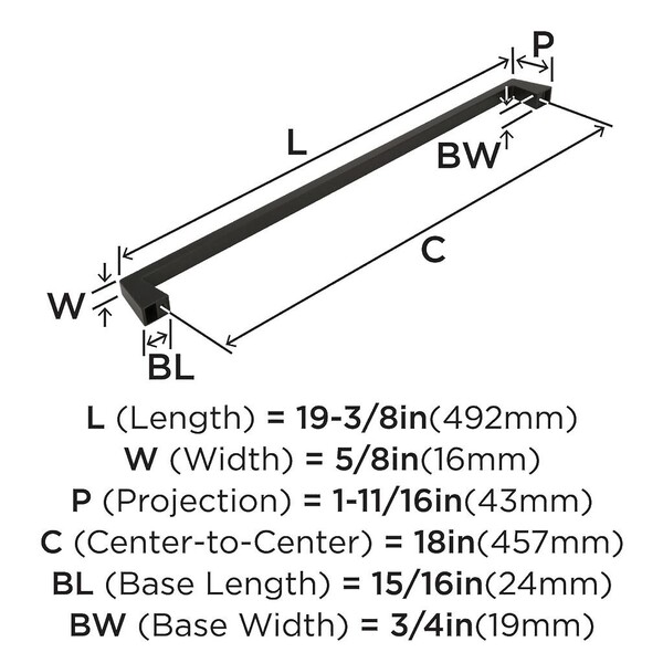 Blackrock -Appliance Pull 18" CC Black Bronze Bar Pull