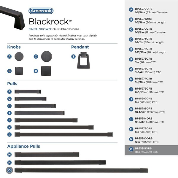 Blackrock - Appliance Pull 18" - Oil-Rubbed Bronze