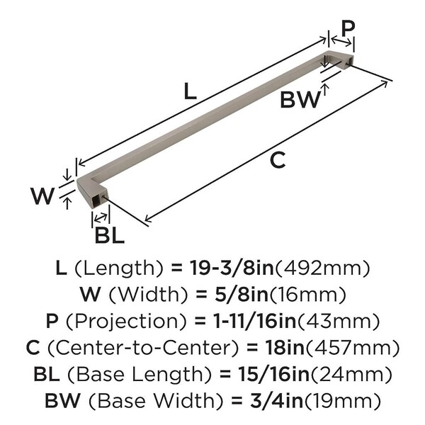 Blackrock - Appliance Pull 18" - Satin Nickel Bar Pull