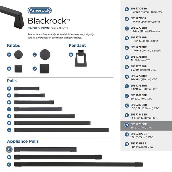 Blackrock - Appliance Pull 8" Black Bronze Bar Pull