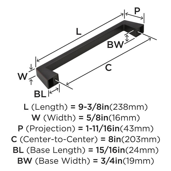Blackrock - Appliance Pull 8" -  Oil-Rubbed Bronze