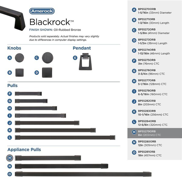 Blackrock - Appliance Pull 8" -  Oil-Rubbed Bronze
