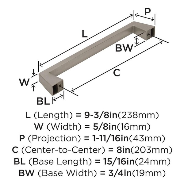 Blackrock - Appliance Pull 8" - Satin Nickel Bar Pull
