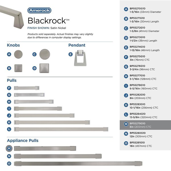 Blackrock - Appliance Pull 8" - Satin Nickel Bar Pull