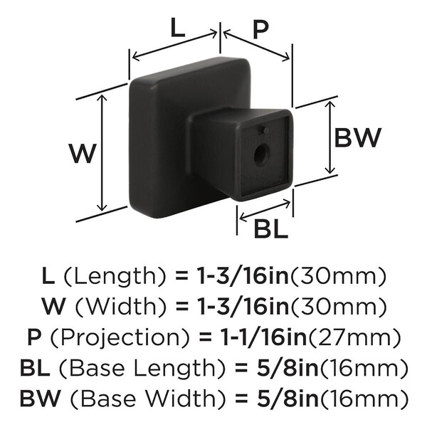 Blackrock - Knob 1-3/16" SQ Knob Black Bronze