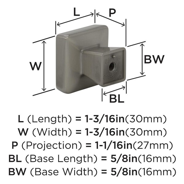 Blackrock Square Knob - Satin Nickel