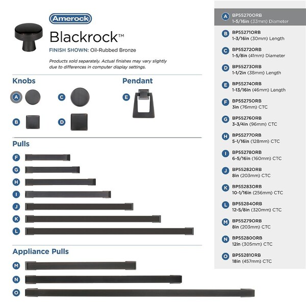 Blackrock - Knob 1-5/16" Dia Knob Oil-Rubbed Bronze