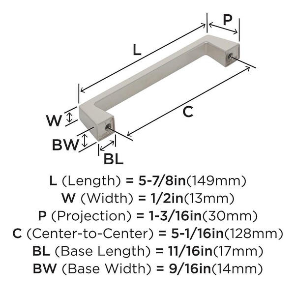 Blackrock - Pull 128mm CC Polished Nickel Bar Pull