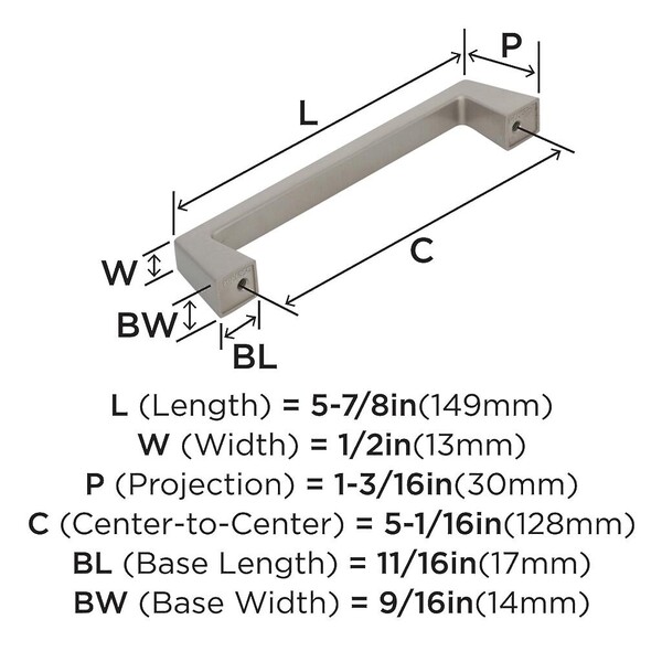 Blackrock - Pull 128mm CC Satin Nickel Bar Pull