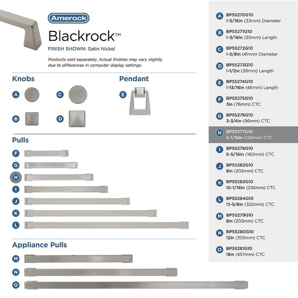 Blackrock - Pull 128mm CC Satin Nickel Bar Pull