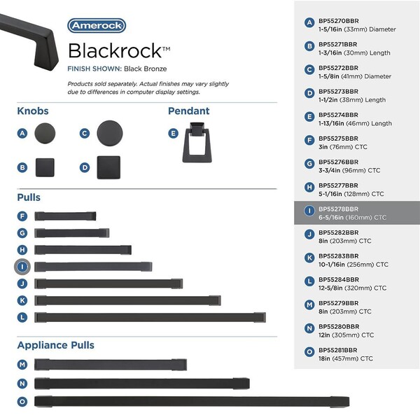 Blackrock - Pull 160mm CC Black Bronze Bar Pull