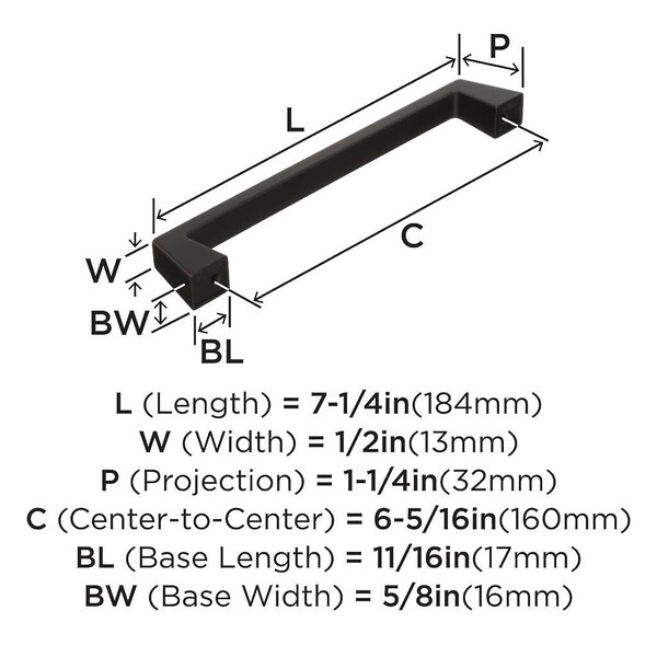 Blackrock - Pull 160mm CC Oil-Rubbed Bronze Bar Pull