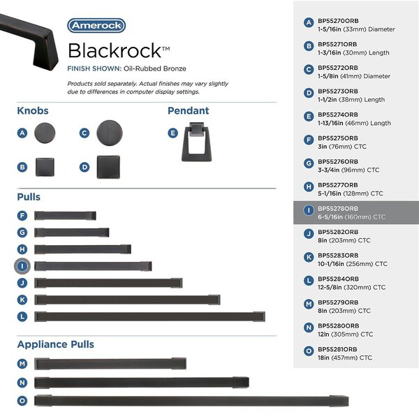 Blackrock - Pull 160mm CC Oil-Rubbed Bronze Bar Pull
