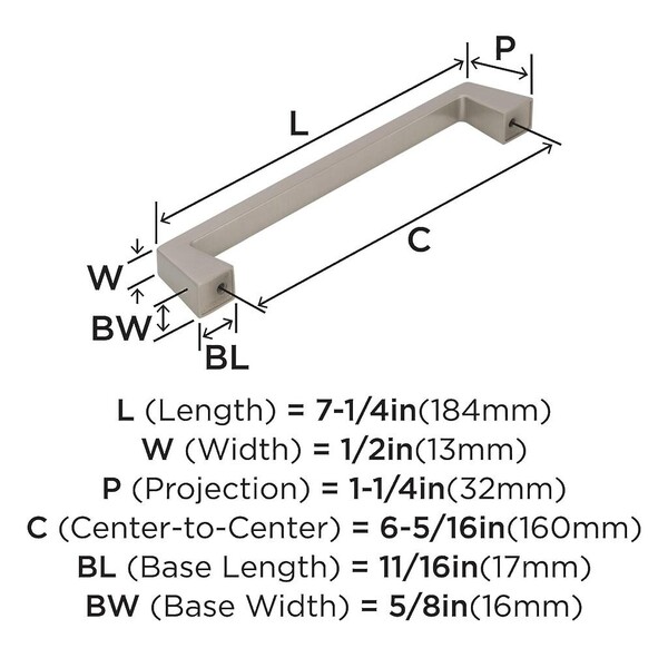 Blackrock - Pull 160mm CC Satin Nickel Bar Pull