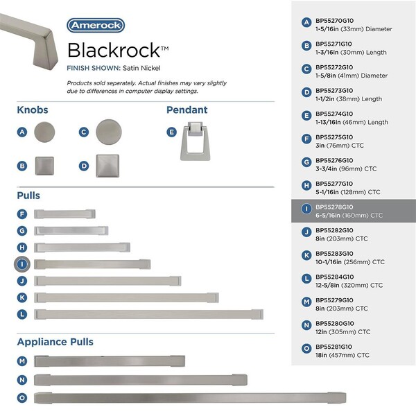 Blackrock - Pull 160mm CC Satin Nickel Bar Pull