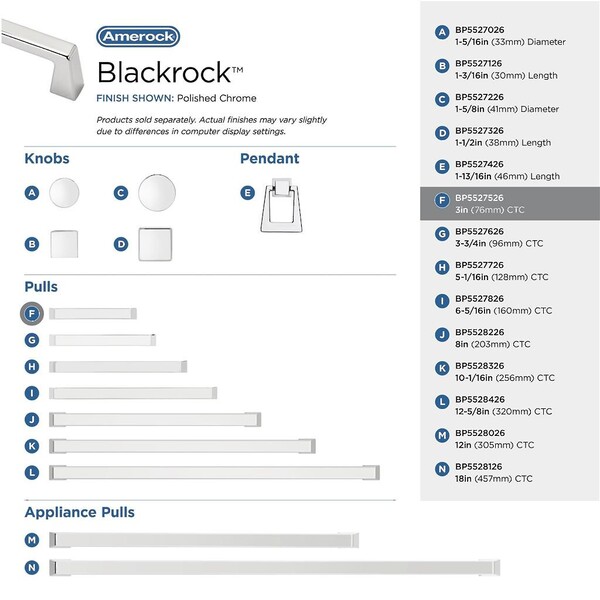 Blackrock Pull 3" CC Polished Chrome