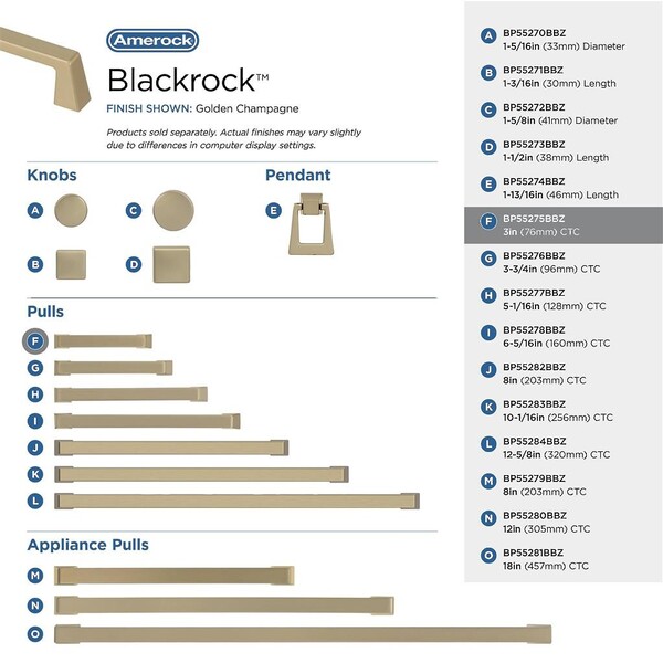 Blackrock - Pull 76mm CC Golden Champagne