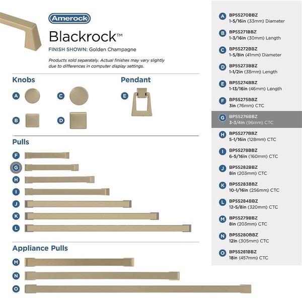 Blackrock - Pull 96mm CC Golden Champagne