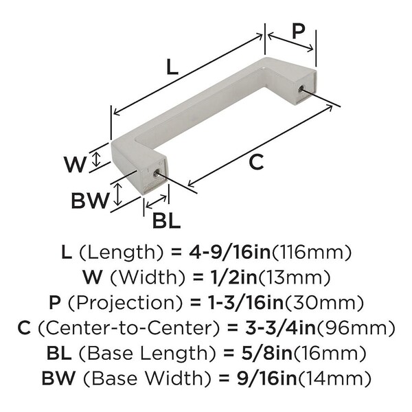 Blackrock - Pull 96mm CC Polished Nickel Bar Pull