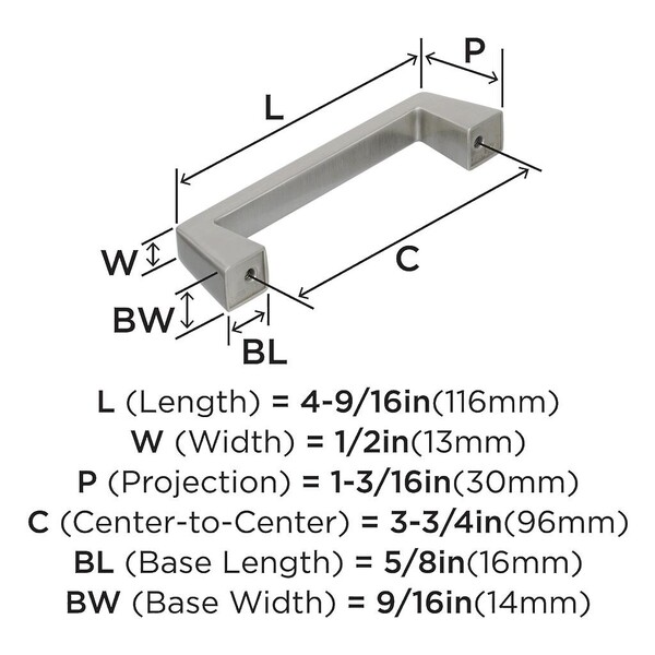 Blackrock - Pull 96mm CC Satin Nickel Bar Pull