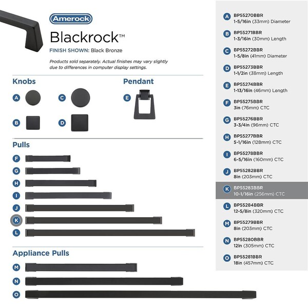 Blackrock Pull - Pull 256mm CC Black Bronze Bar Pull