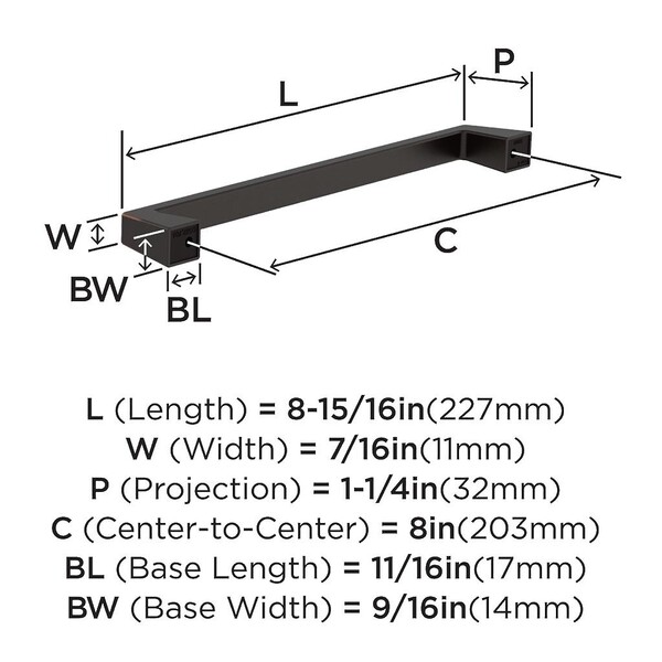 Blackrock Pull - Pull 8" CC - Oil Rubbed Bronze