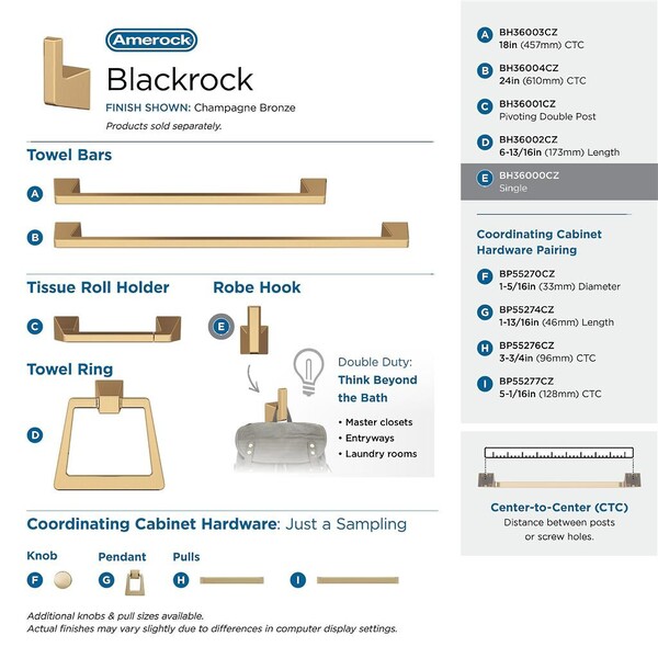 Blackrock Robe Hook - Champagne Bronze