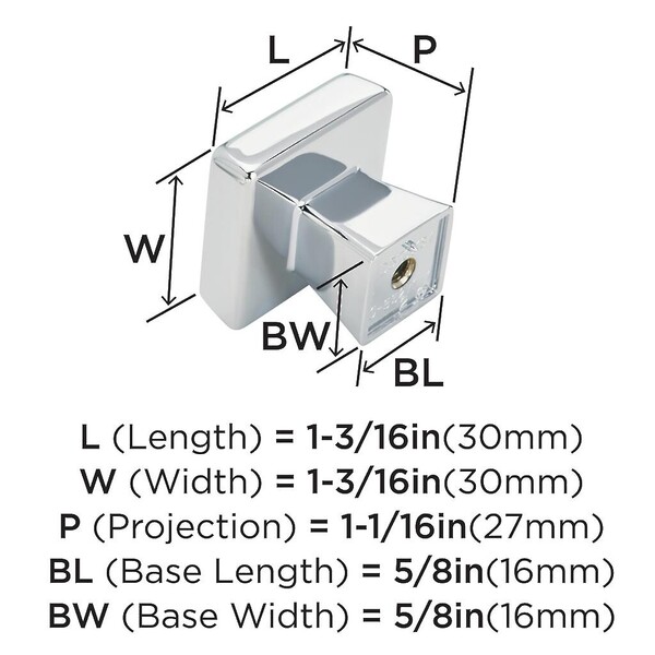 Blackrock Square Knob Polished Chrome