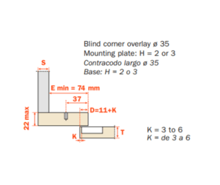 Blum 95Â° Knock-in Blind Corner Overlay Soft-Close Hinge