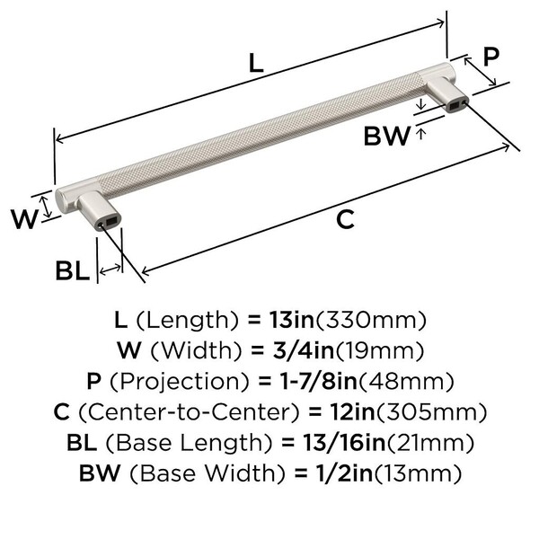 Bronx Appliance Pull 12" Satin Nickel