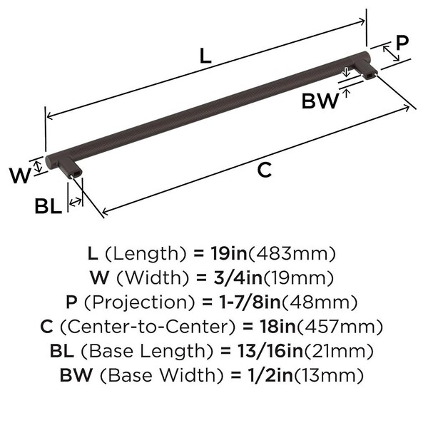 Bronx Appliance Pull 18 inch -  Oil Rubbed Bronze