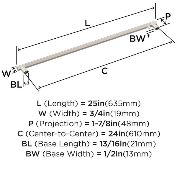 Bronx Appliance Pull 24" Satin Nickel