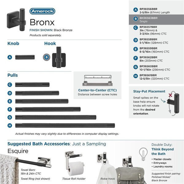 Bronx Decorative Hook Single Prong Black Bronze