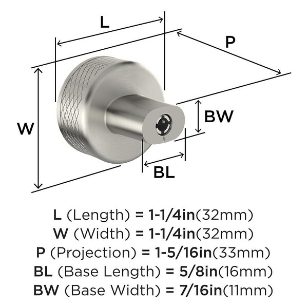 Bronx Knob 1-1/4" Satin Nickel