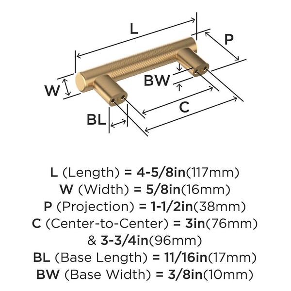 Bronx Pull 76mm 96mm CC Champagne Bronze