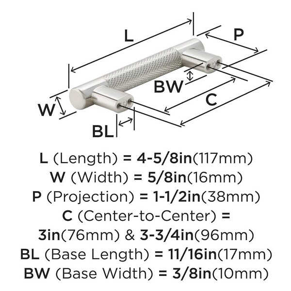 Bronx Pull 76mm & 96mm Satin Nickel