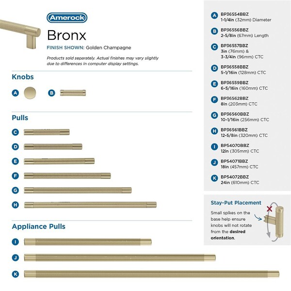 Bronx T-knob 67mm Golden Champagne