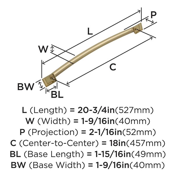 Candler 18" CC Appliance Pull Golden Champagne