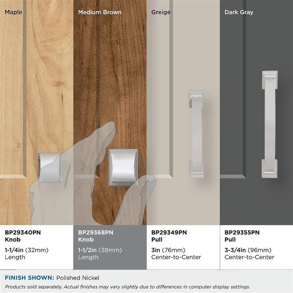 Candler 1-1/2" SQ Knob Polished Nickel