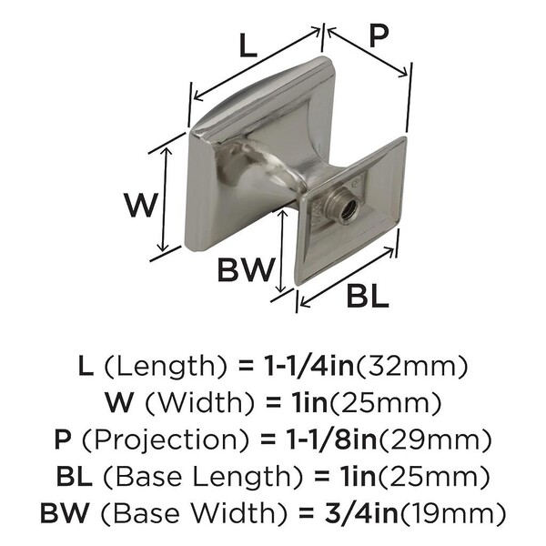 Candler 1-1/2" SQ Knob Polished Nickel