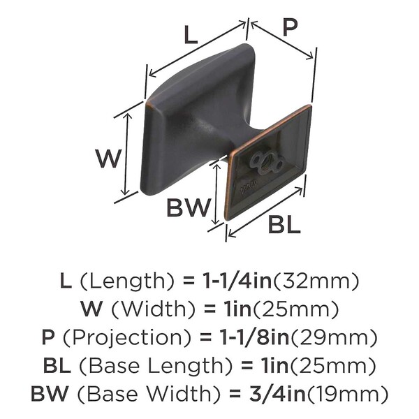 Candler 1-1/4" SQ Knob Oil-Rubbed Bronze