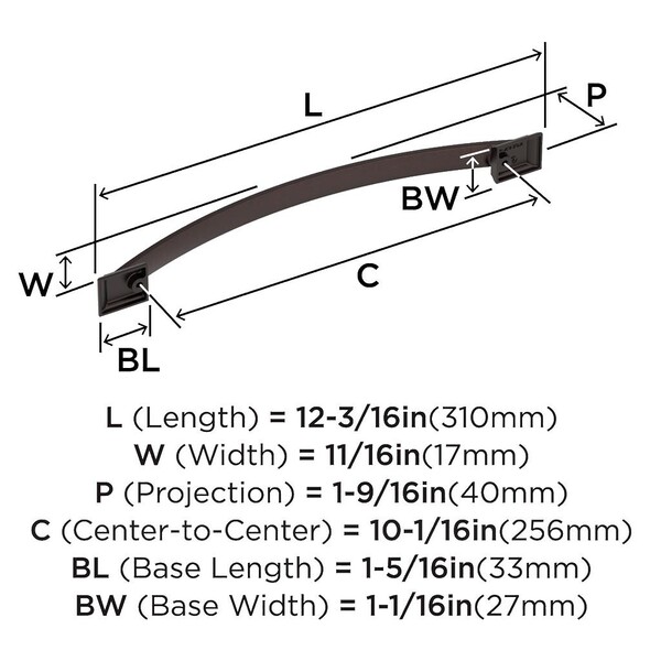 Candler Pull 256mm CC Oil-Rubbed Bronze  Specifications