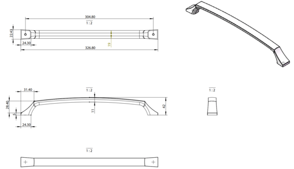 Century Edge Appliance Pull 12 inch - Matte Black
