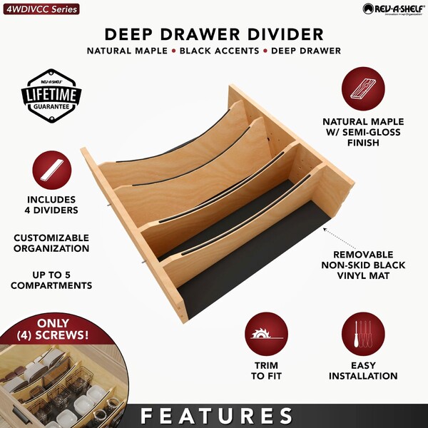 Craftsman - Adjustable Deep Drawer Divider Insert for 21-24 Inch Base Cabinet Drawers